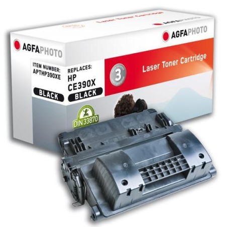 "AgfaPhoto Toner BK rpl CE390X - High Yield Black Toner Cartridge APTHP390X for Crisp, Clear Prints"
